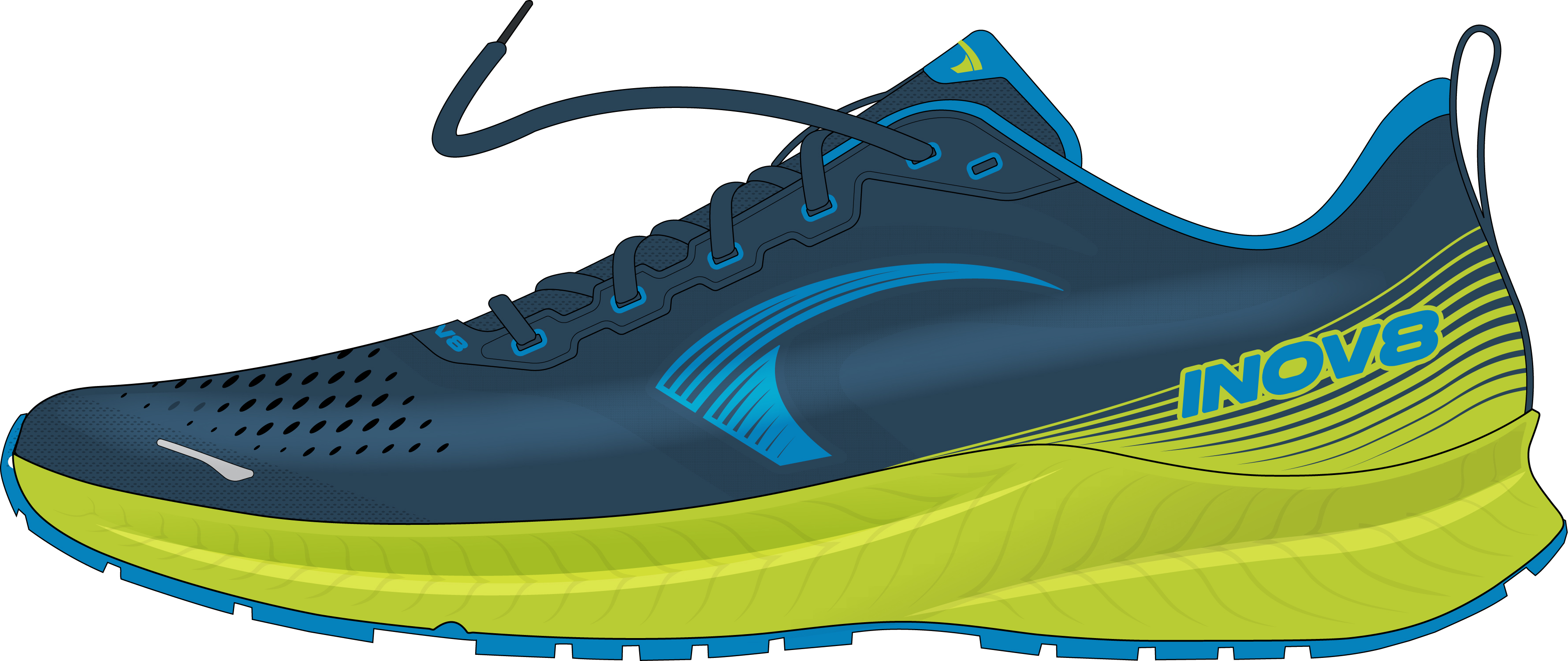 Image Inov8  Roadfly  Homme MARINE/BLEU/LIME M14